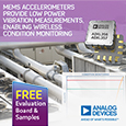 Analog Devices' MEMS Accelerometers Provide Low Power Vibration Measurements, Enabling Wireless Condition Monitoring, Samples available from Anglia.