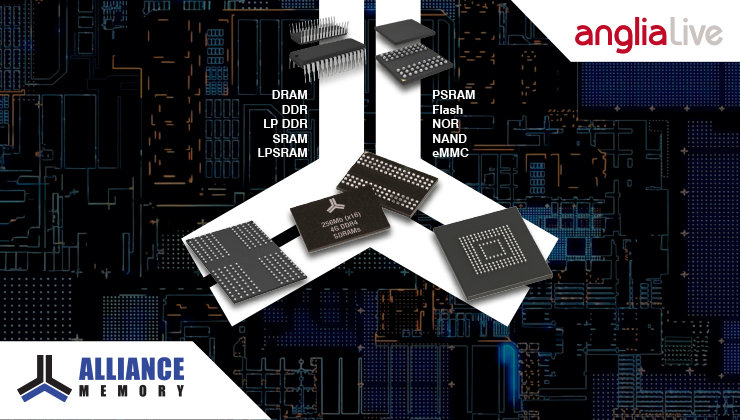Anglia offers SRAM, DRAM and Flash drop-in replacements for leading memory names via Alliance Memory European deal